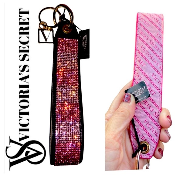 VICTORIA’S Secret Bling Rhinestone + VS  wristlet  keychain LIMITED EDITION RARE - Picture 1 of 2